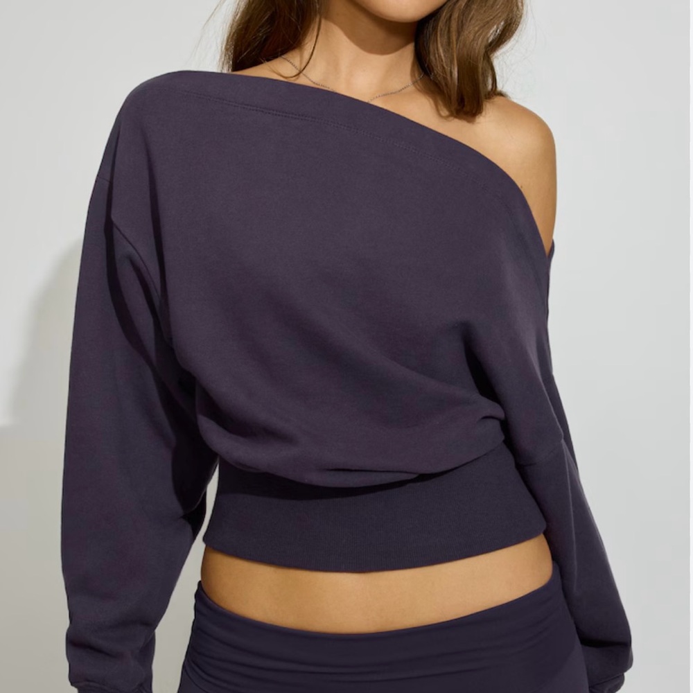 Garage Plum Off-Shoulder Top